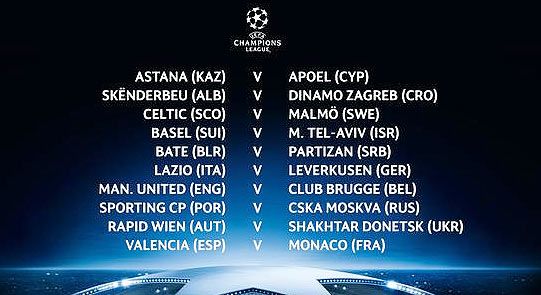 The Champions League play-off draw released on Friday