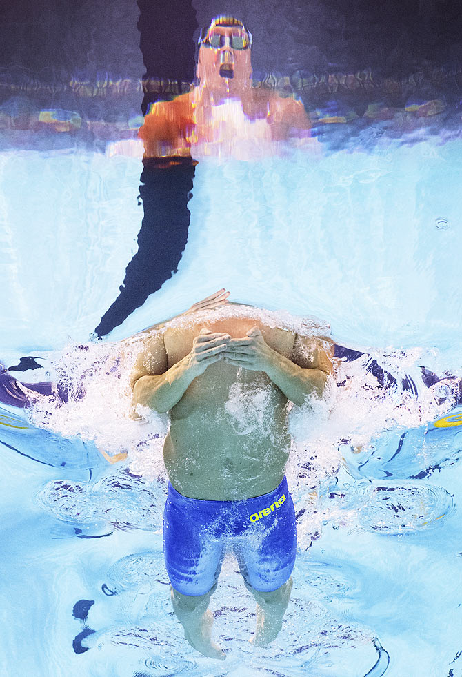 Germany's Marco Koch competes in the Men's 200m Breaststroke Final on Friday