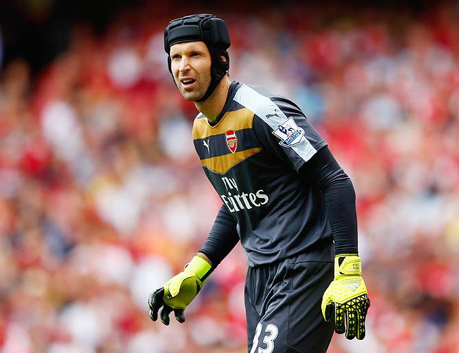 Arsenal 'keeper Petr Cech in action during their Premier League match against West Ham United at the Emirates Stadium in London on Sunday