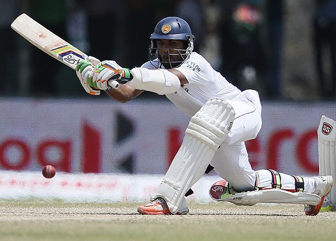 Sri Lanka's Dinesh Chandimal plays a shot