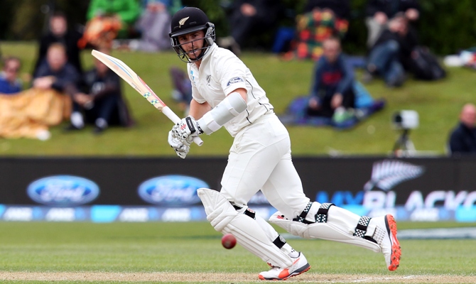 Kane Williamson of New Zealand bats during day three of the First Test against Sri Lanka in Dunedin 