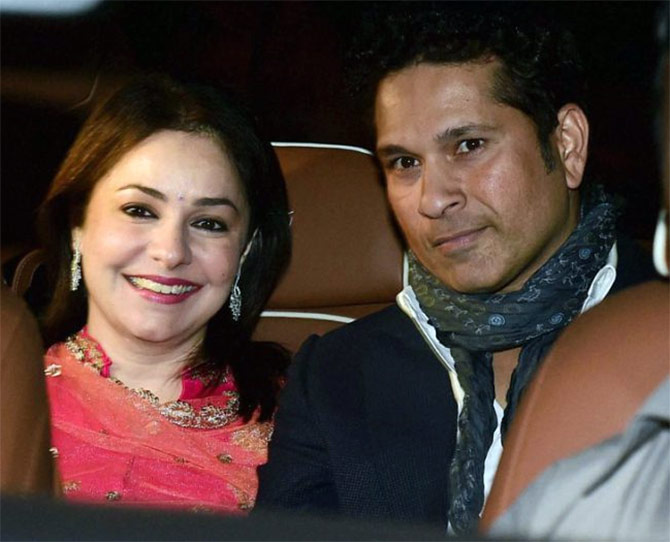 Sachin Tendulkar and wife Anjali attend the wedding 