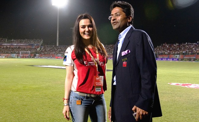 Preity Zinta, co-owner of Kings XI Punjab with Lalit Modi 