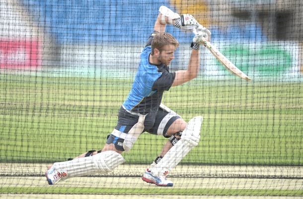 Kane Williamson of New Zealand bats during a nets session 