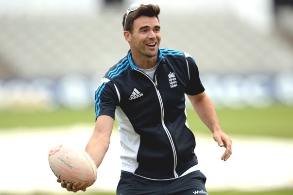 England's James Anderson during a practice session 