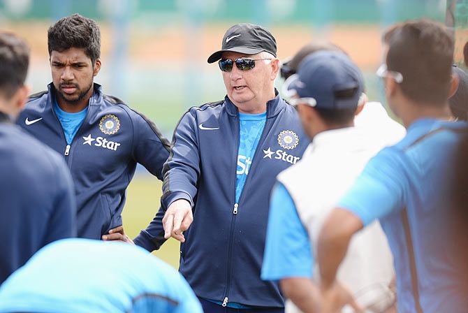 Head Coach of India, Duncan Fletcher during the India nets session