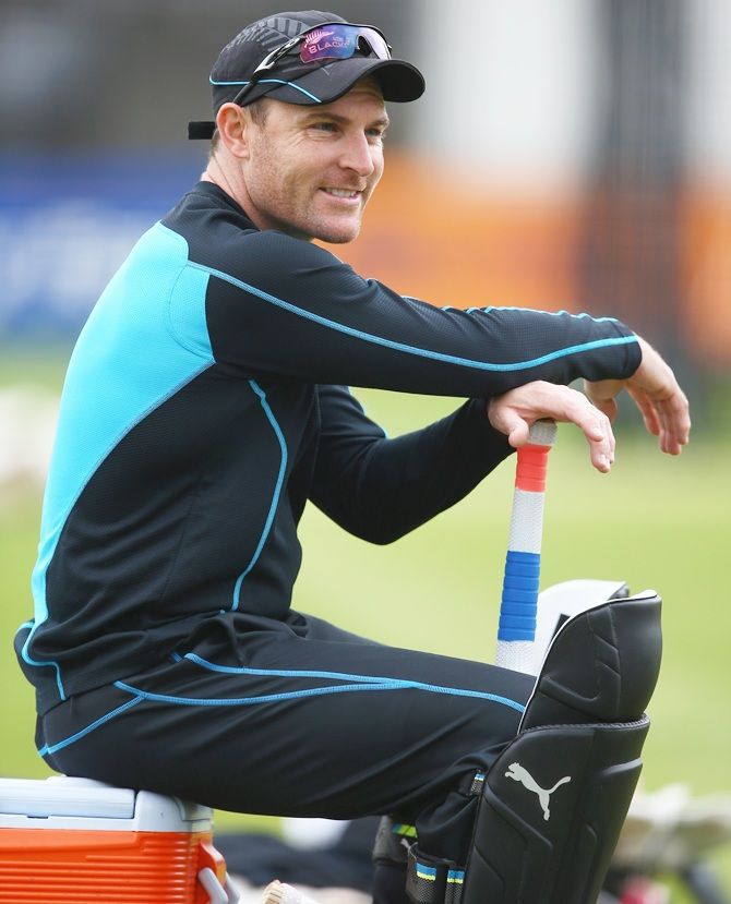 Brendon McCullum of New Zealand looks on during a New Zealand nets session