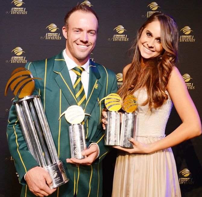 South African cricketer of the year, AB de Villiers with his wife