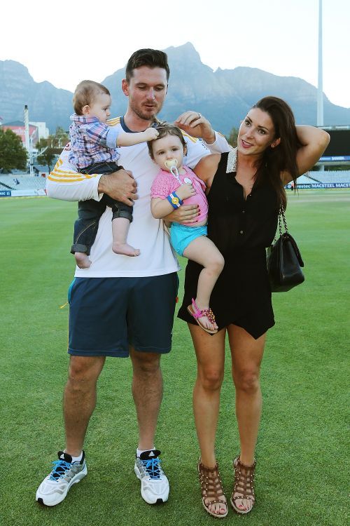 Graeme Smith with his wife Morgan Deane and kids