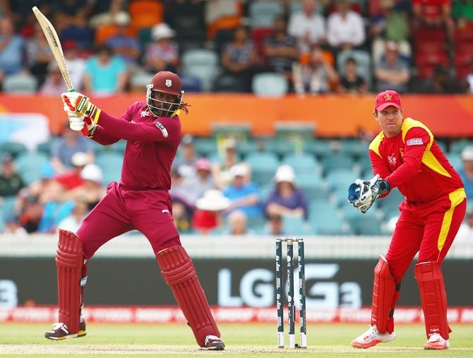 Chris Gayle during his knock of 215 against Zimbabwe on Tuesday