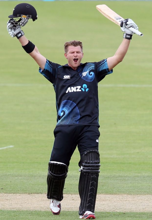 Corey Anderson of New Zealand celebrates