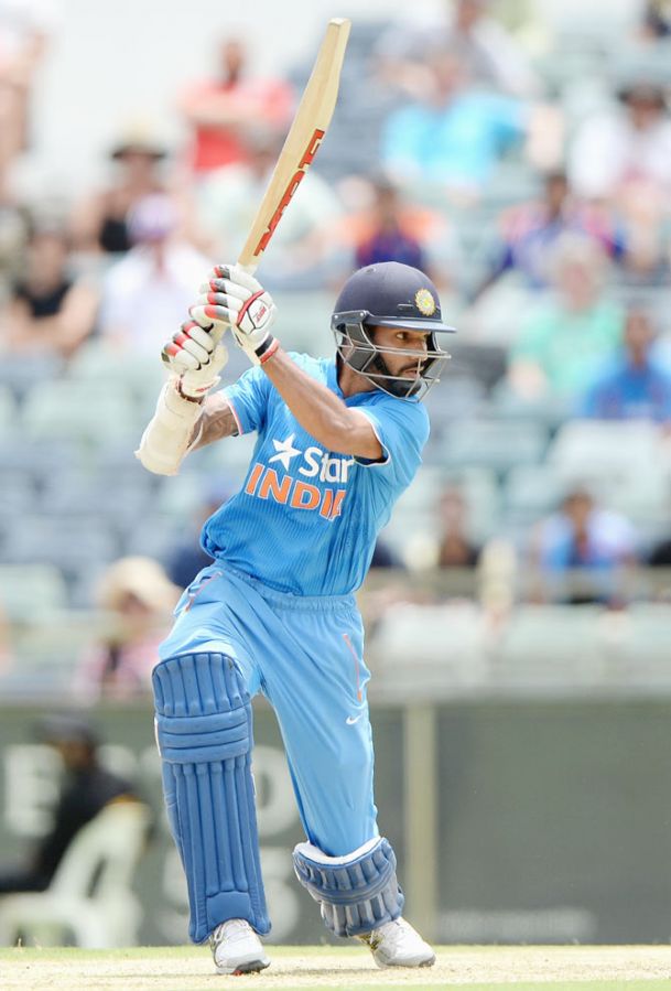 Shikhar Dhawan of India bats during the One Day International match between England and India at WACA on Friday