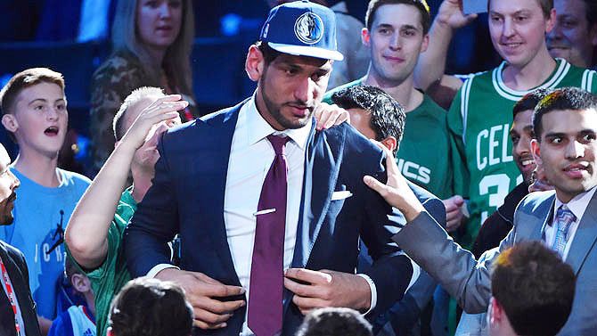 Dallas Maverick' Satnam Singh at the NBA Draft on June 25