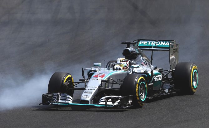 Lewis Hamilton of Great Britain and Mercedes GP drives during the Formula One Grand Prix of Hungary at Hungaroring in Budapest on Sunday