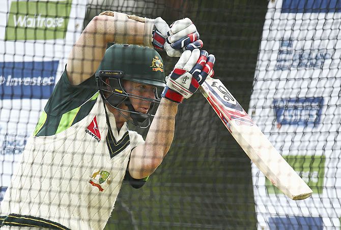 Australia's Chris Rogers bats during a nets session on Monday ahead of the 3rd Ashes Test match against England at Edgbaston in Birmingham