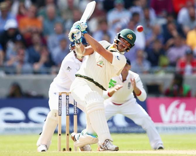 Australias Mitchell Starc Hits Straight Off A Delivery From Moeen Ali During Day 3 In The Third Ashes Test Match At Edgbaston Australias Mitchell Starc Hits Straight Off A Delivery From Moeen Ali During Day 3 In The Third Ashes Test Match At Edgbaston