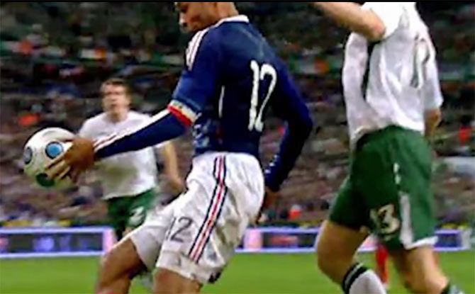 A video grab of the handball goal scored by France's Thierry Henry in their 2010 World Cup qualifier against Ireland