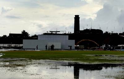 Rain at the Galle International Stadium