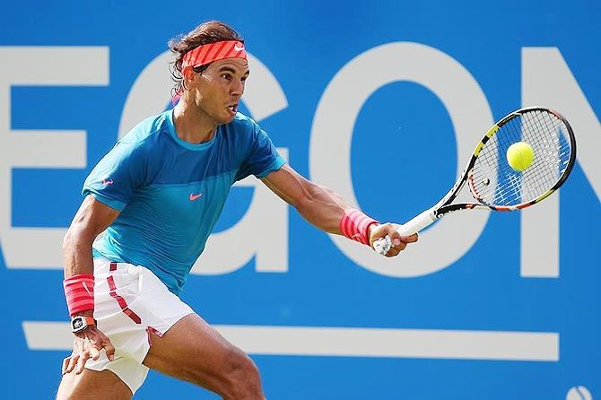 Spain's Rafael Nadal in action during his first round match