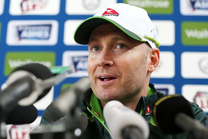Australia's Michael Clarke during the press conference in Sydney on Monday