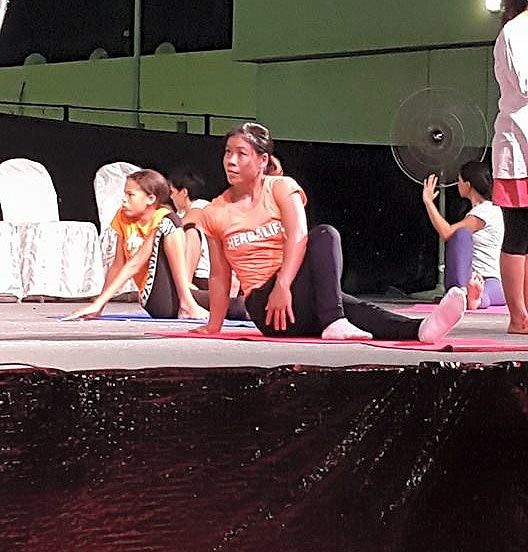 Mary Kom at the International Yoga Day celebrations in Dubai on Sunday