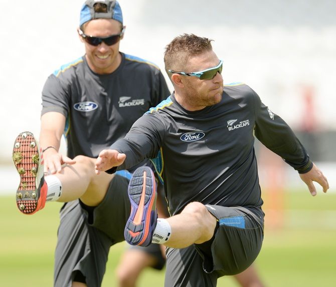 New Zealand's Brendon McCullum and Tim Southee