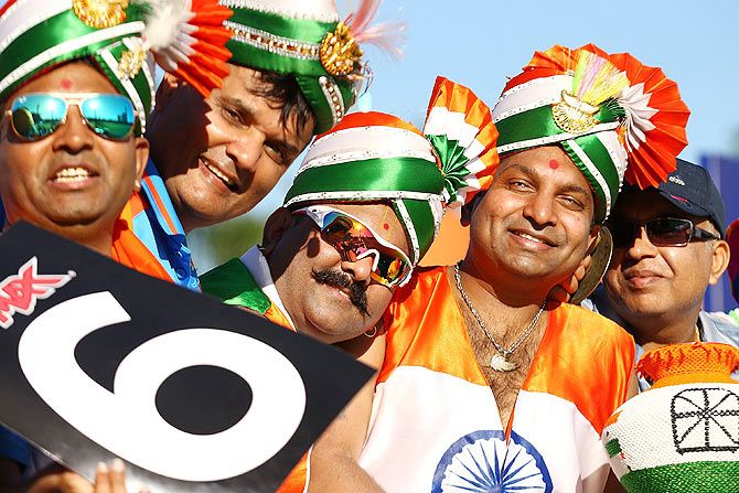 India fans at the match between India and the West Indies in Perth on Friday