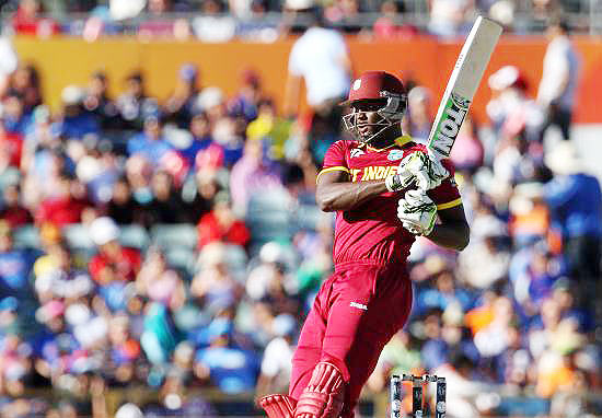 West Indies captain Jason Holder plays a shot