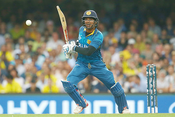 Sri Lanka's Kumar Sangakkara bats at the Sydney Cricket Ground on Sunday