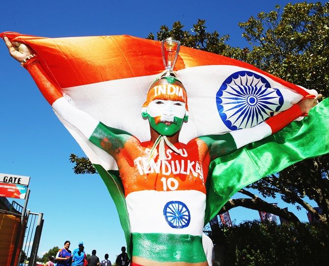 Indian fan attends the 2015 ICC Cricket World Cup match