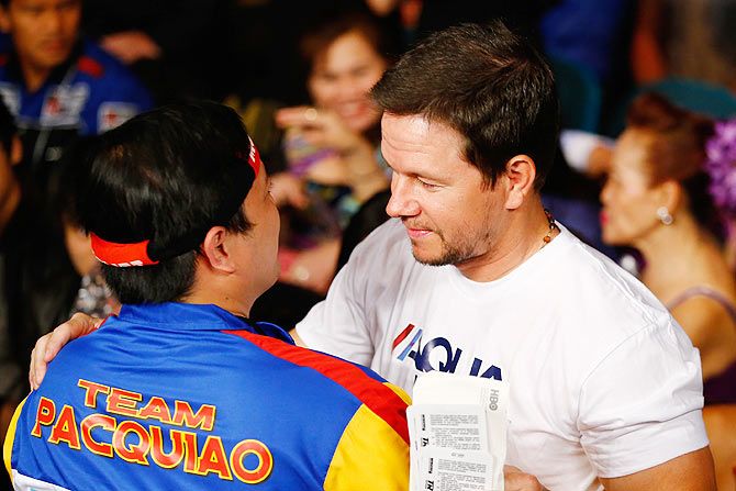 Actor Mark Wahlberg attends the welterweight unification championship bout
