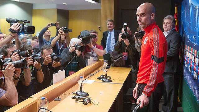 Bayern coach Pep Guardiola at a press conference