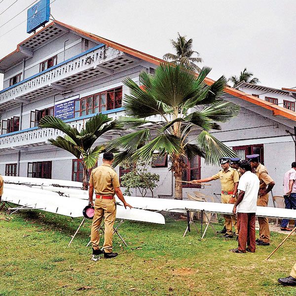 Police inspecting Sports Authority of India centre in Alappuzha, where a student died on Thursday, after she took poison along with three other students