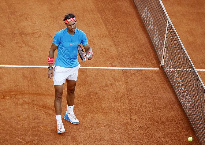 Spain's Rafael Nadal reacts during his Madrid Masters Open final against Britain's Andy Murray on Sunday