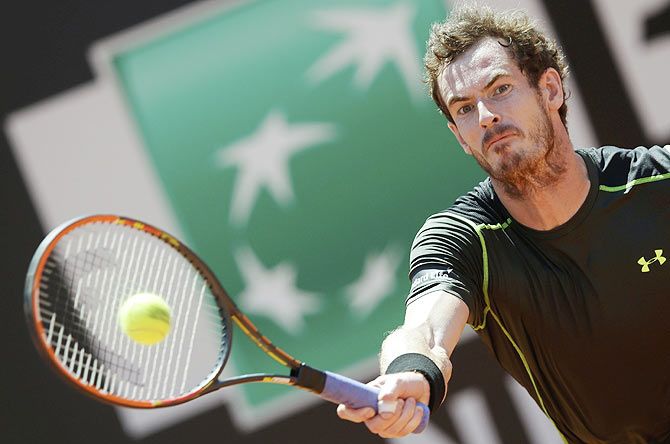 Britain's Andy Murray returns to France's Jeremy Chardy during their second round match at the Rome Open tennis tournament on Wednesday
