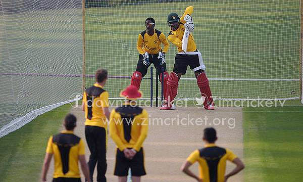 Zimbabwe players at a training session in Lahore on Thursday