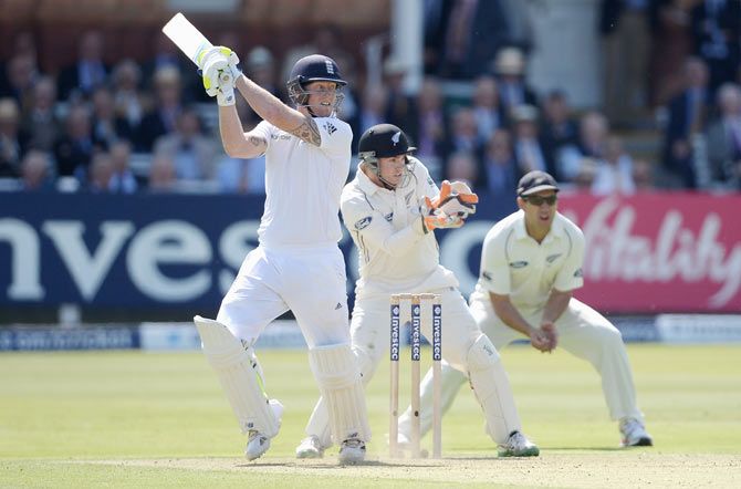 England's Ben Stokes bats on Day 1 of 1st Test match against New Zealand at Lord's Cricket Ground in London on Thursday