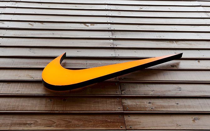 The logo of Nike is seen in a storefront in Sao Paulo May 28, 2015