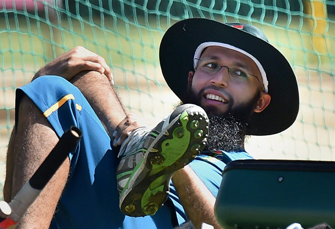 South Africa's Hashim Amla during a training session 