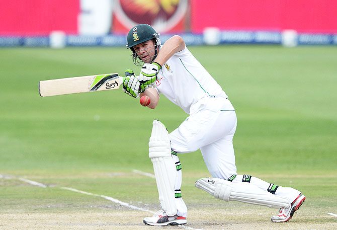 South Africa's AB de Villiers plays a shot at square leg