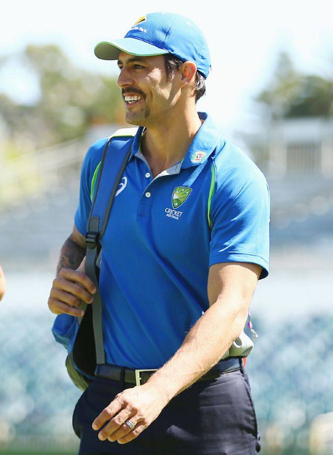 Australia's Mitchell Johnson arrives at the WACA before announcing his retirement on Day 5 of the second Test match against New Zealand on Tuesday