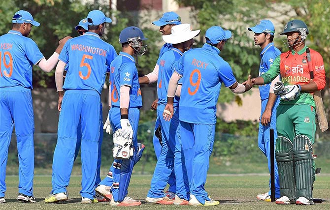 India under-19 players after winning the match against Bangladesh 