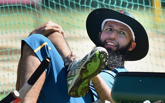 South African captain Hashim Amla during a training session 