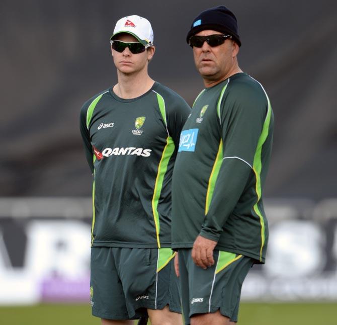 Australia captain Steven Smith (left) and coach Darren Lehmann