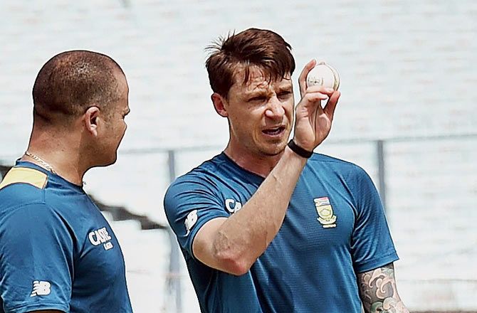 South African bowler Dale Steyn during the practice session