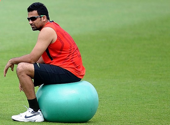 India's Zaheer Khan during a training session 