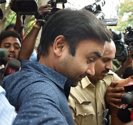 Cricketer Amit Mishra is ld out of the Cubbon park Police Station after he got bail in connection with a complaint of assault filed by a woman, in Bengaluru, on Tuesday