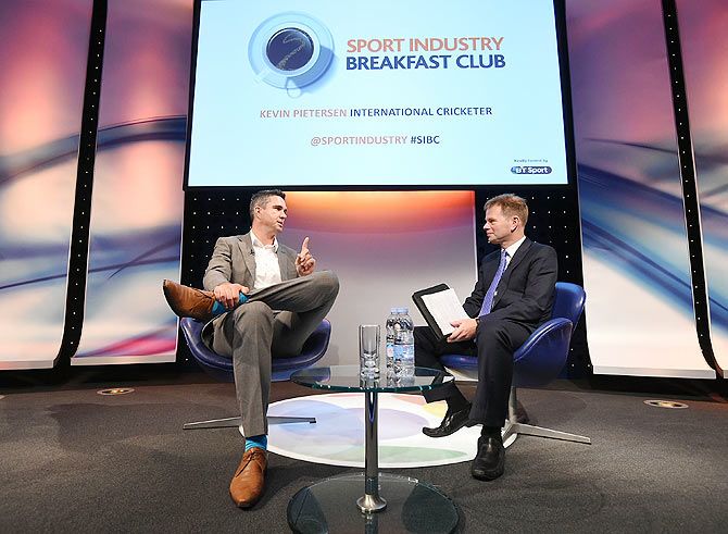 Kevin Pietersen speaks during the Sport Industry Breakfast Club on Thursday