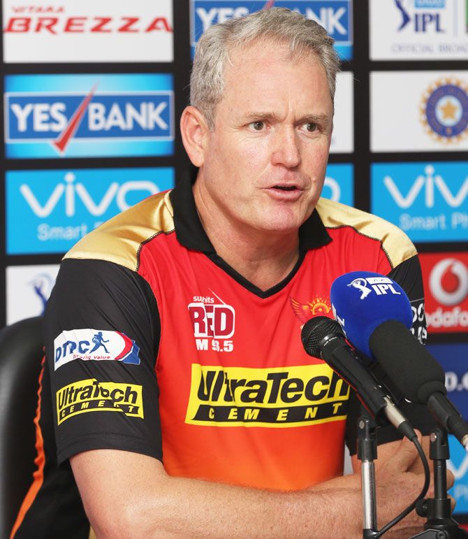 Hyderabad coach Tom Moody at a press conference