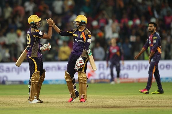 Kolkata Knight Riders' batsmen celebrate their win